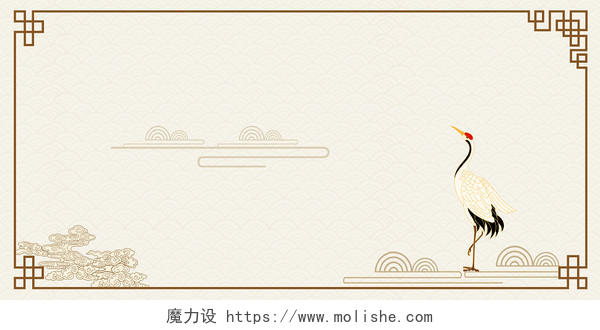 黄色简约中国风中式边框展板背景